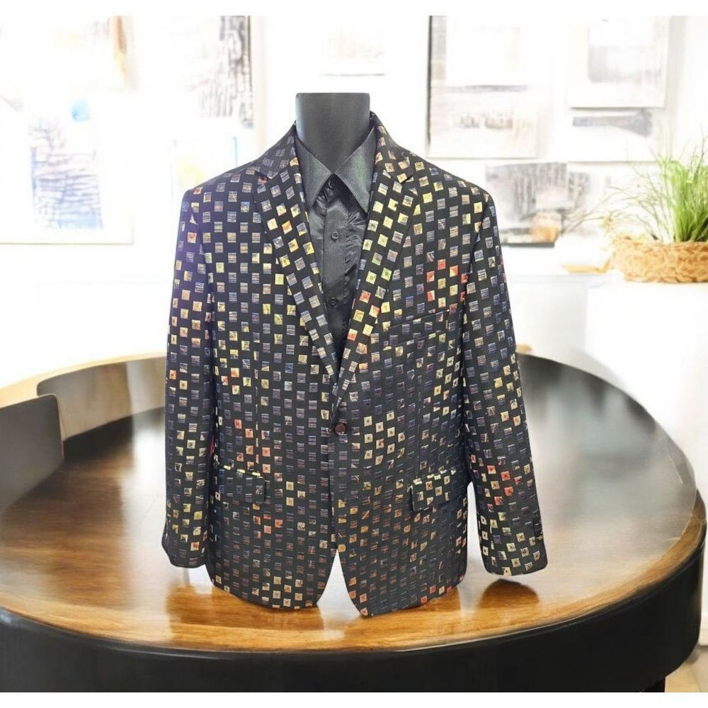 MEN'S EJ SAMUEL MULTI SQUARE COLOR ABSTRACT PATTERN COAT. J25